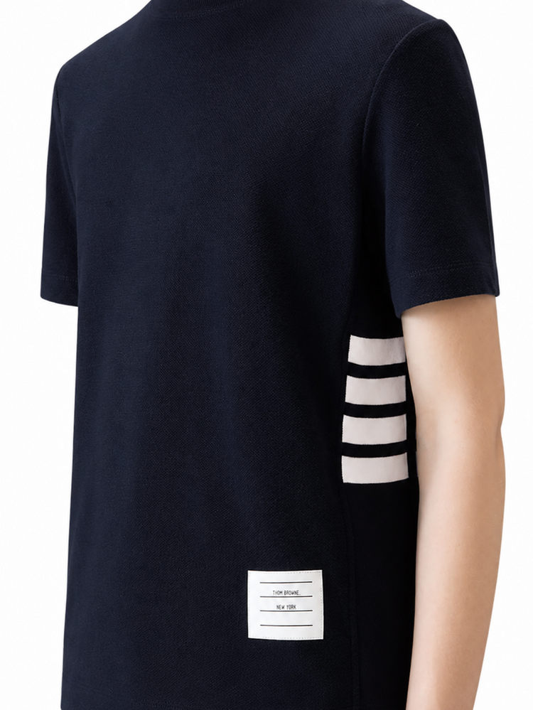 SHORT SLEEVE TEE W/ ENGINEERED 4 BAR STRIPE IN CLASSIC PIQUE