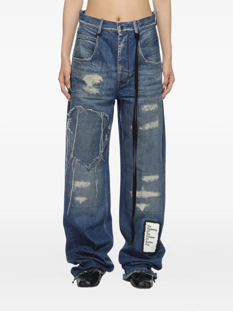 CLAIRE 5-POCKETS COMFORT TROUSERS DISTRESSED BLUE
