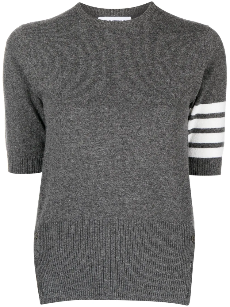 signature 4-Bar stripe short-sleeve cashmere top