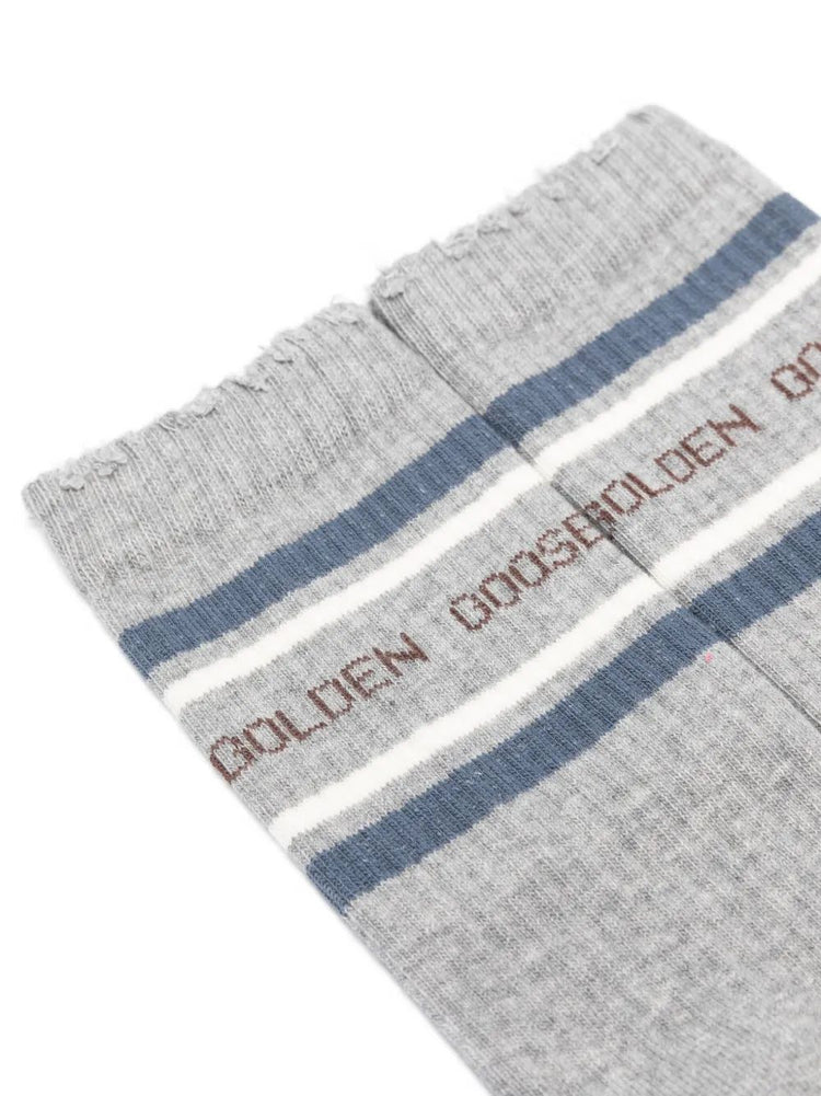 SOCKS HIGH RIB/BI-COLOR/STRIPES/GOLDEN GOOSE/RIPPED