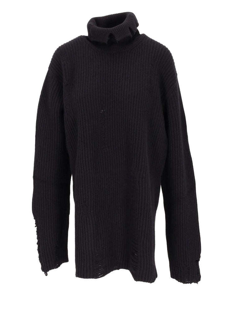 TONE HIGH NECK OVERSIZE JUMPER WITH THORNS EMBROID