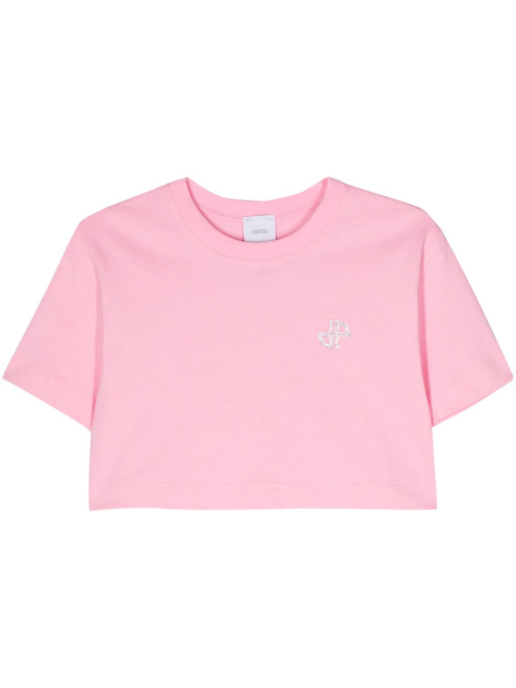 logo-embellished cotton cropped T-shirt