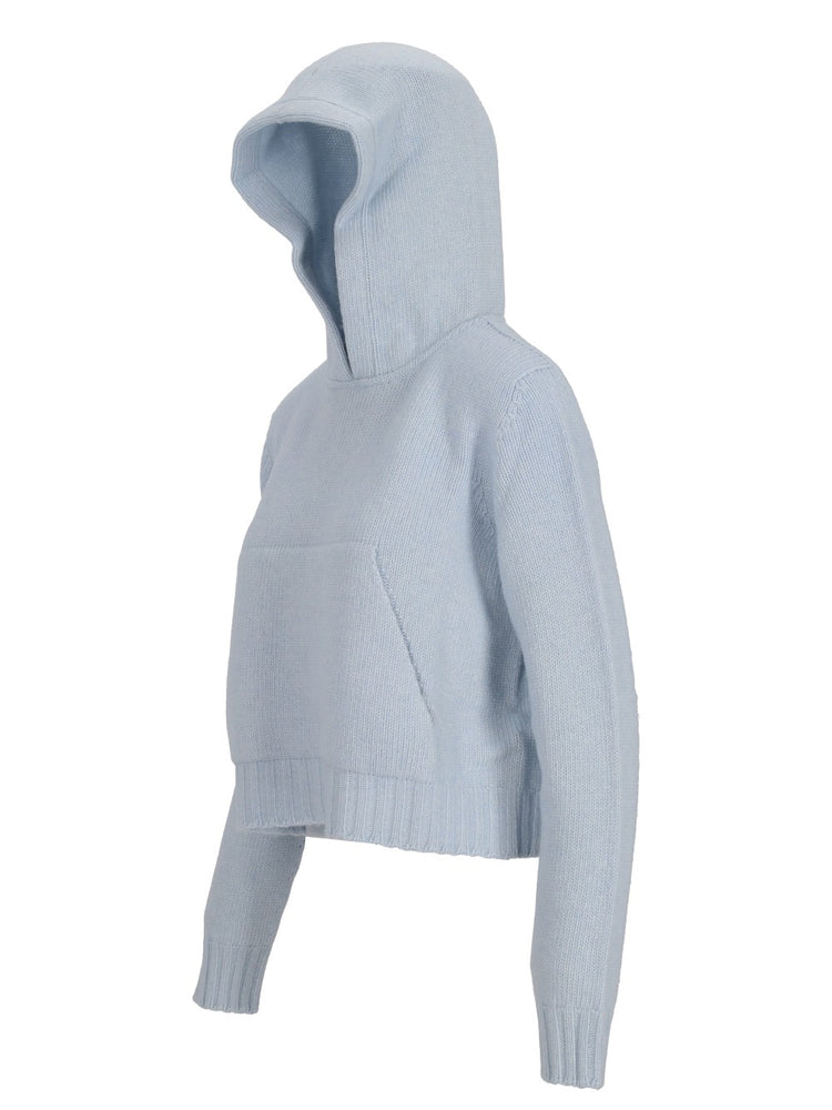 CURVED LOGO KNIT HOODY BABY BLUE - OFF W