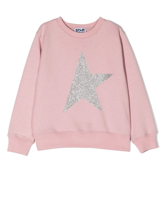 Kids glitter star-patch cotton sweatshirt