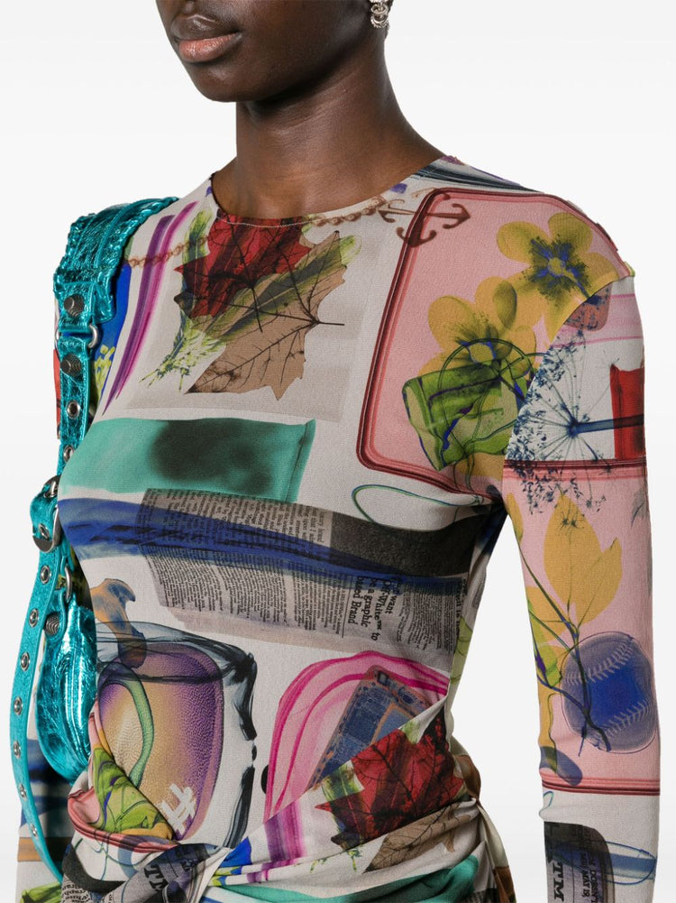 XRay graphic-print tulle top