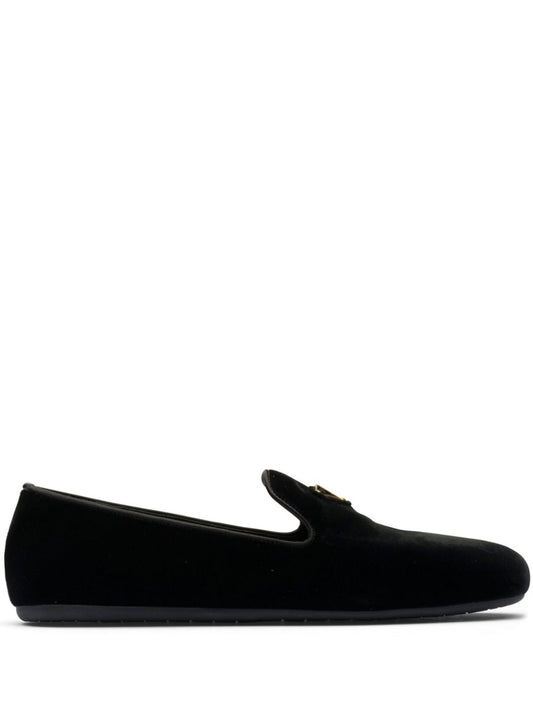 triangle-logo velvet loafers