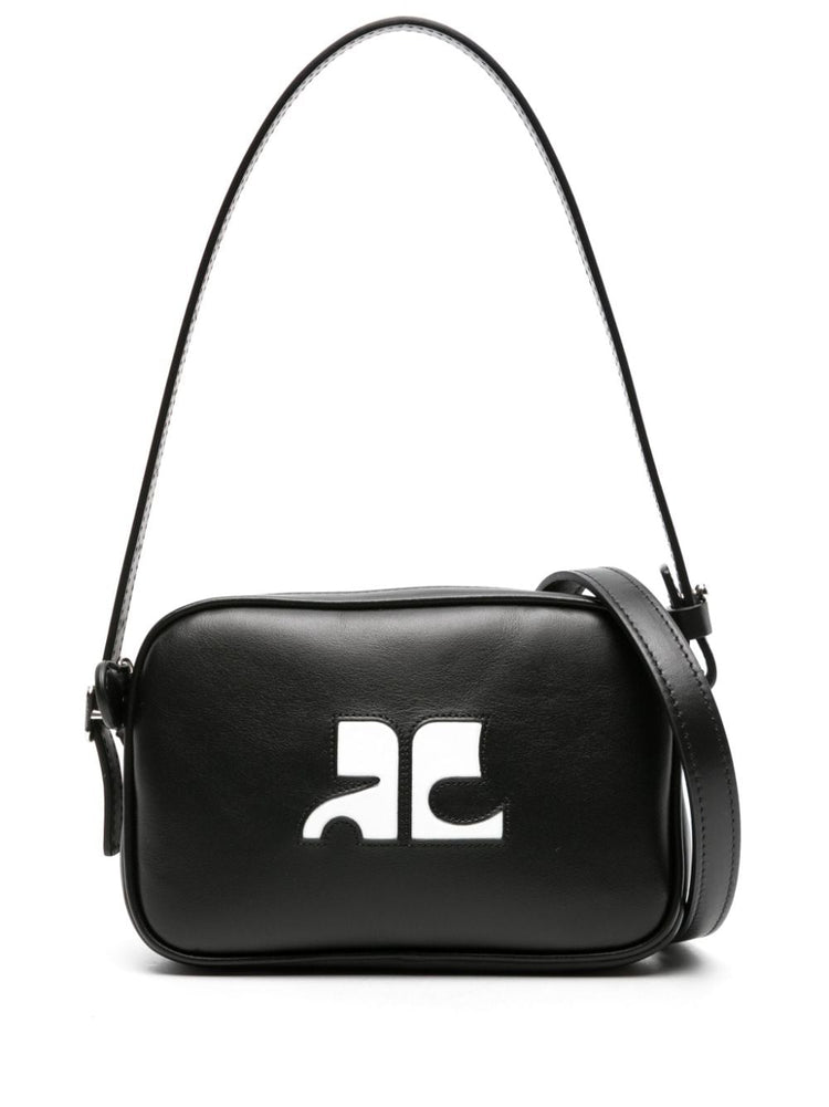 logo-appliqué leather shoulder bag
