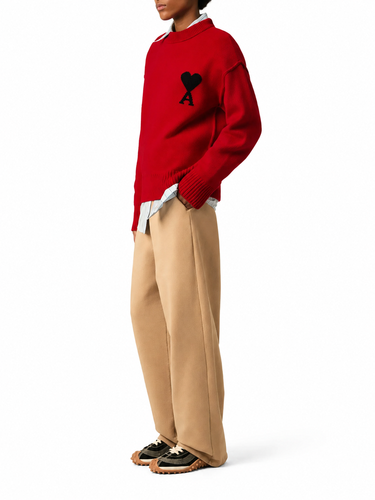 CREWNECK SWEATER WITH CONTRASTED AMI DE COEUR