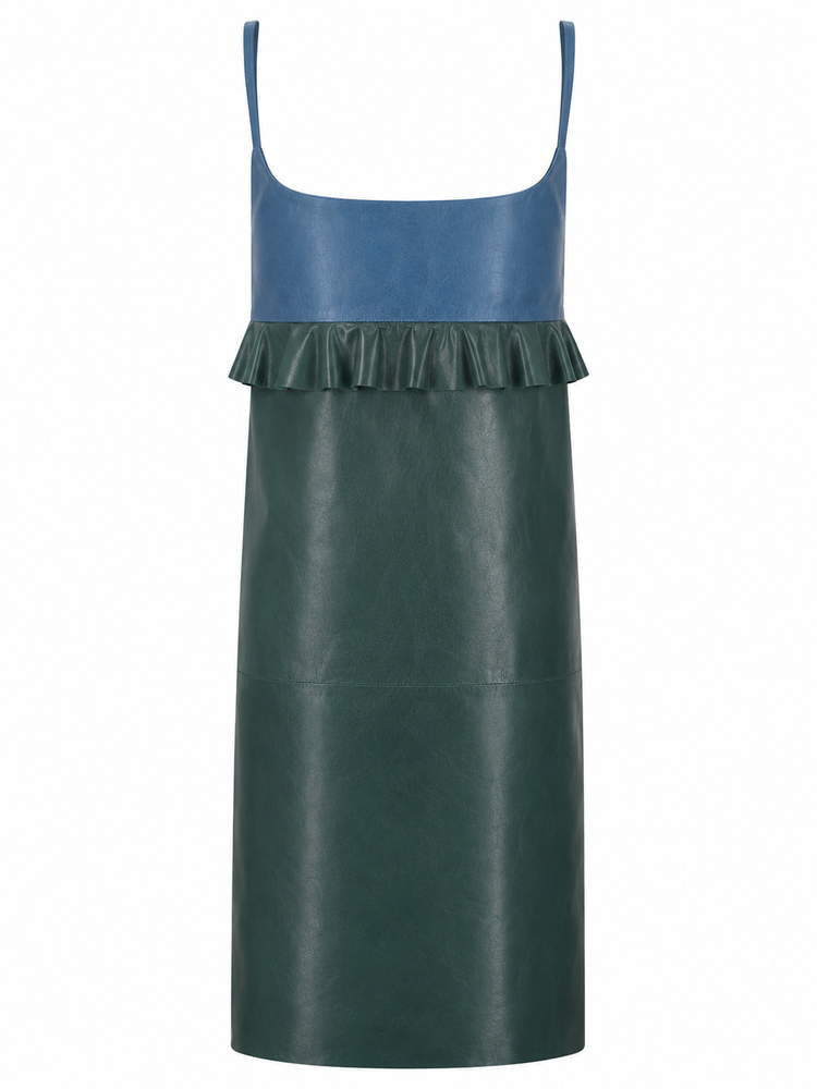 LA ROSE leather dress top verde gonna azzurra
