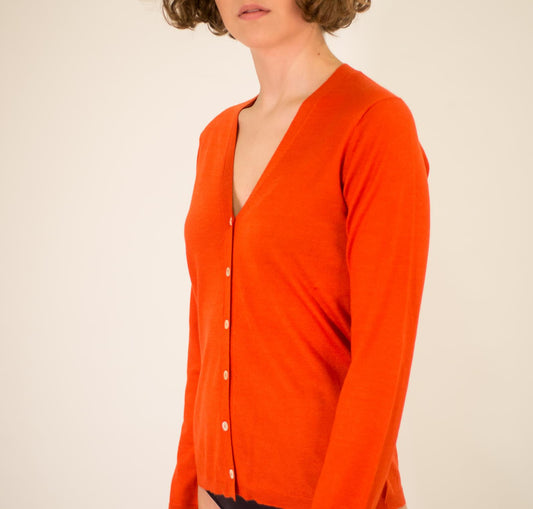 LA ROSE V cardigan cash/silk dark blu
