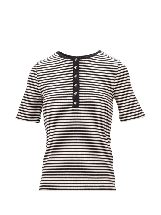 ALESSIA TEE - CREAM AND BLACK STRIPE