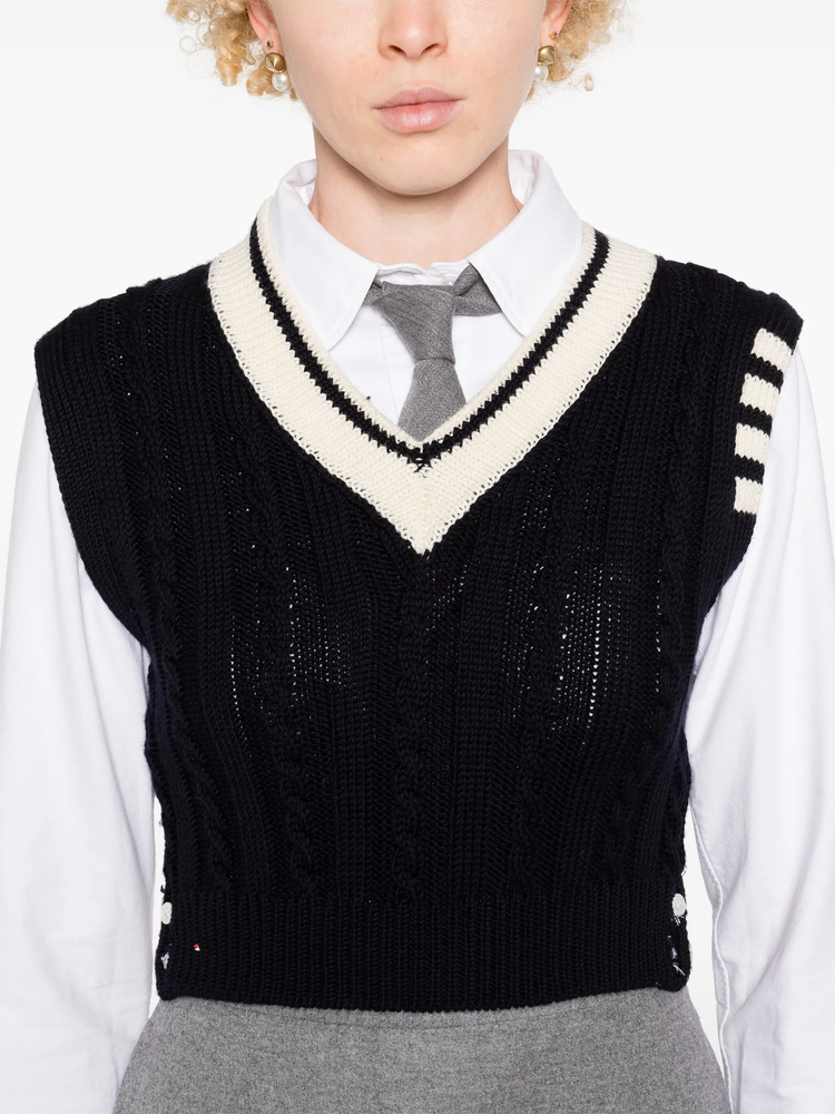 4-Bar cable-knit vest