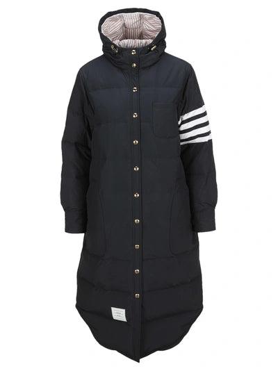 DOWN FILLED BELOW KNEE HOODED SHIRTDRESS W/ 4 BAR IN MILITARY RIPSTOP