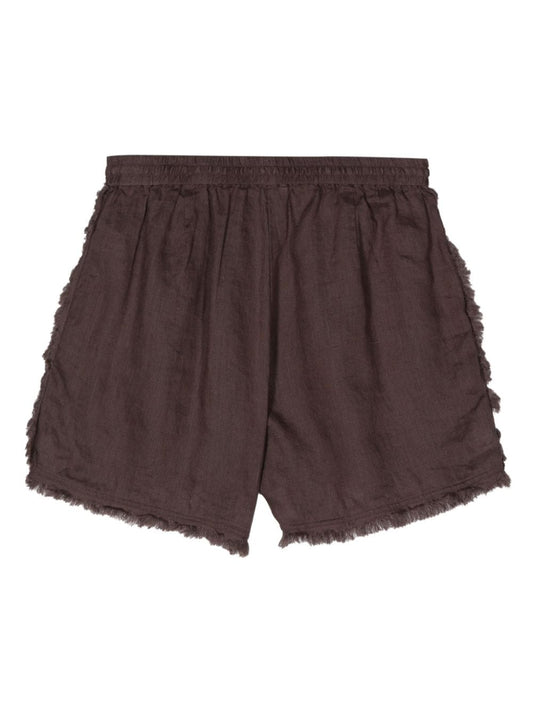 logo-embroidered frayed shorts