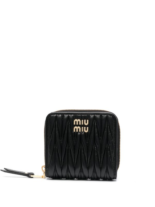 matelassé zip-around leather purse