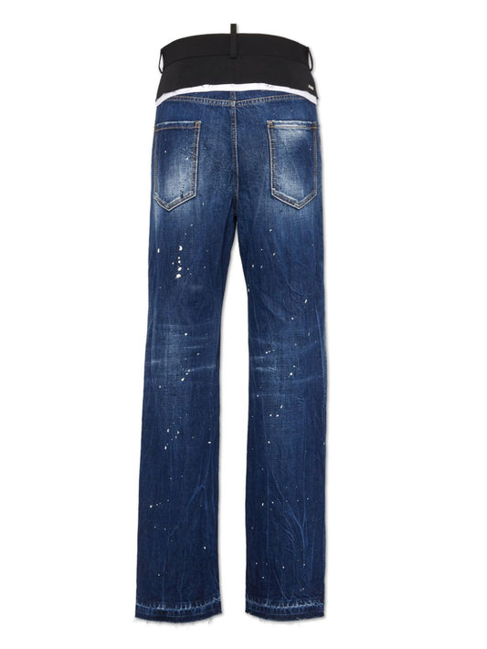 paint splatter-detail washed denim jeans