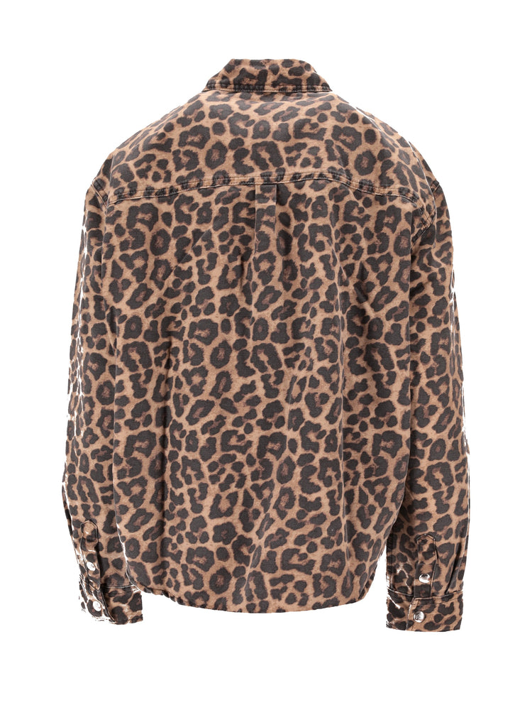 PAXTON SHIRT - BLACK AND BROWN LEOPARD