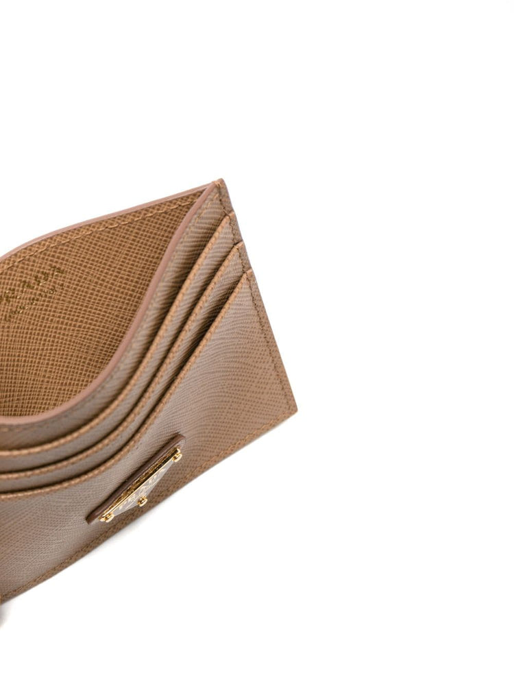 logo-plaque Saffiano leather cardholder