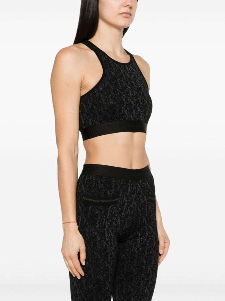 monogram-jacquard crop top