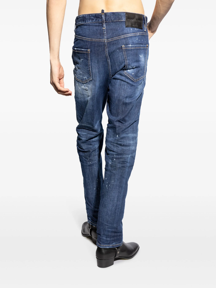 distressed straight-leg jeans