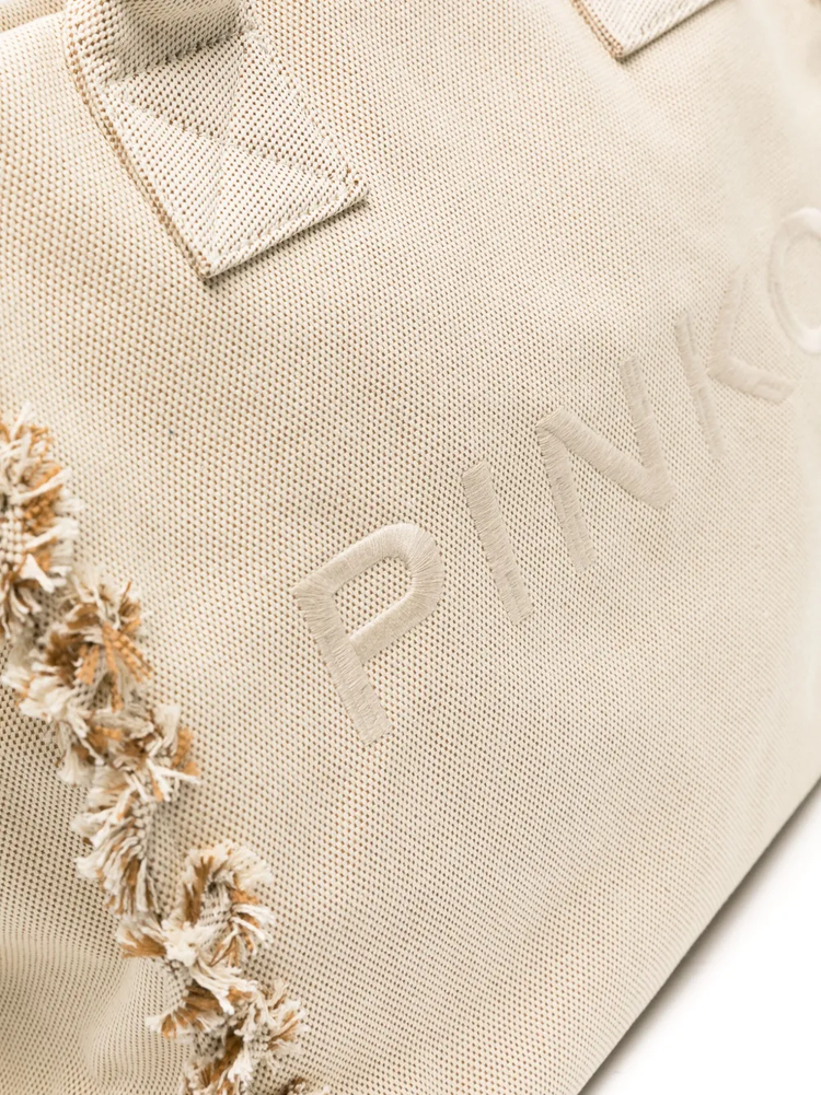 logo-embroidered beach bag