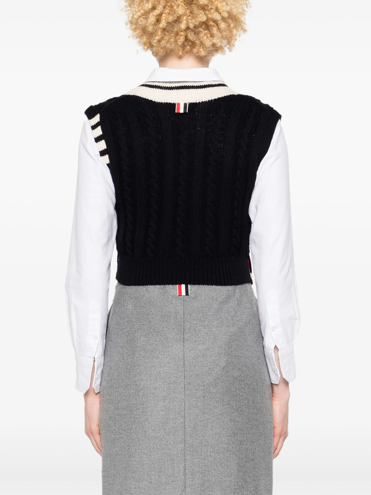 4-Bar cable-knit vest