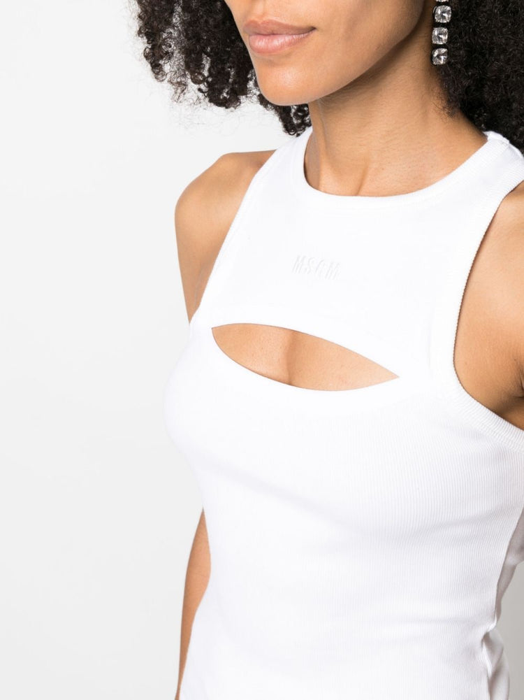 MSGM cut-out fine-ribbed tank top