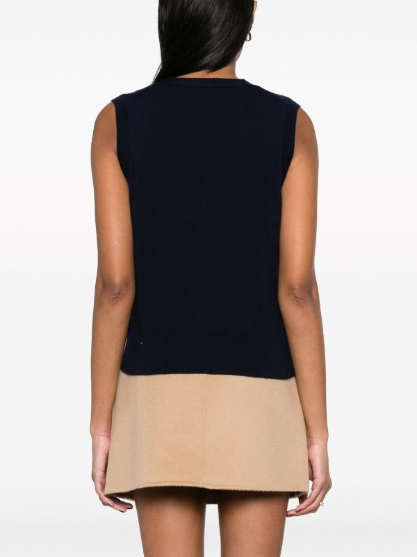 V-neck fine-knit vest