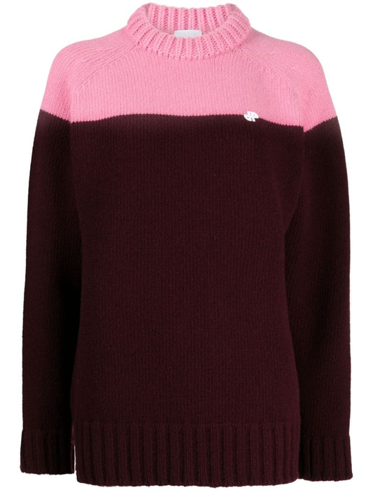 wool two-tone knitted jumper