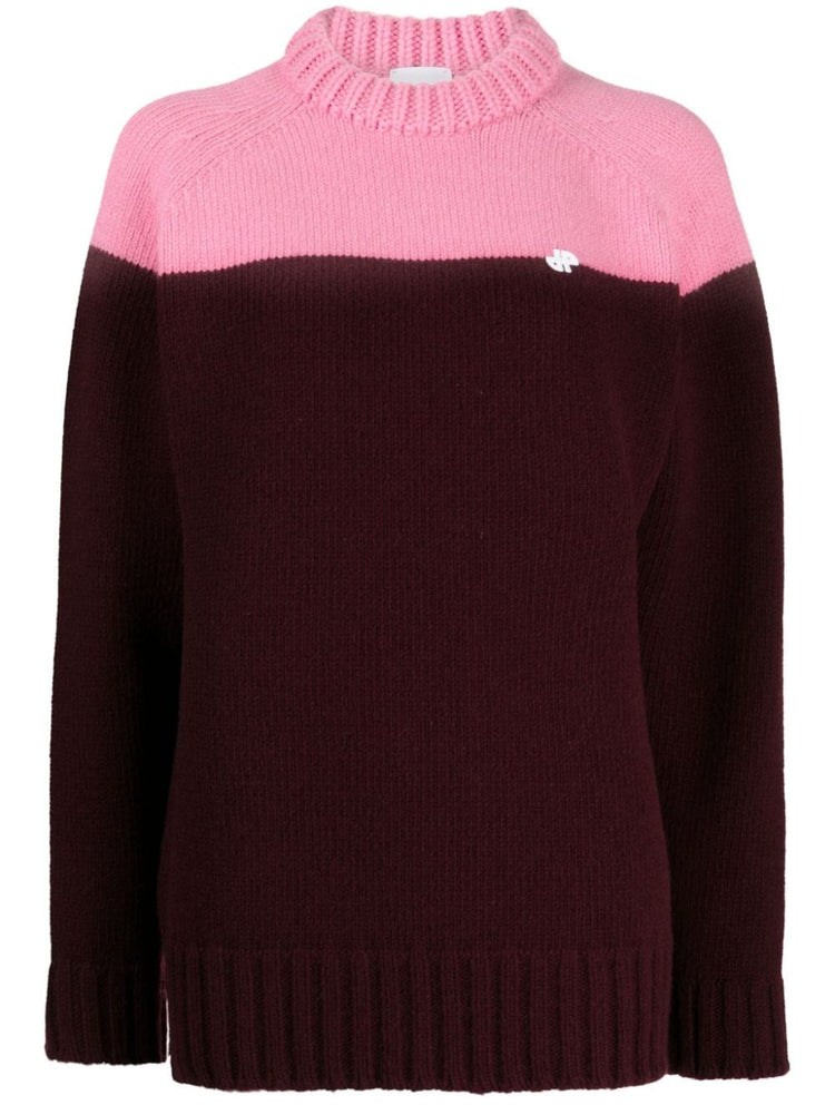 wool two-tone knitted jumper