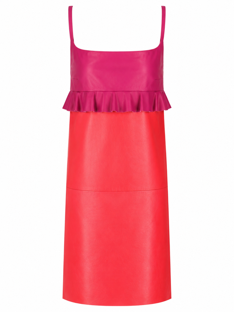 LA ROSE leather dress top verde gonna azzurra
