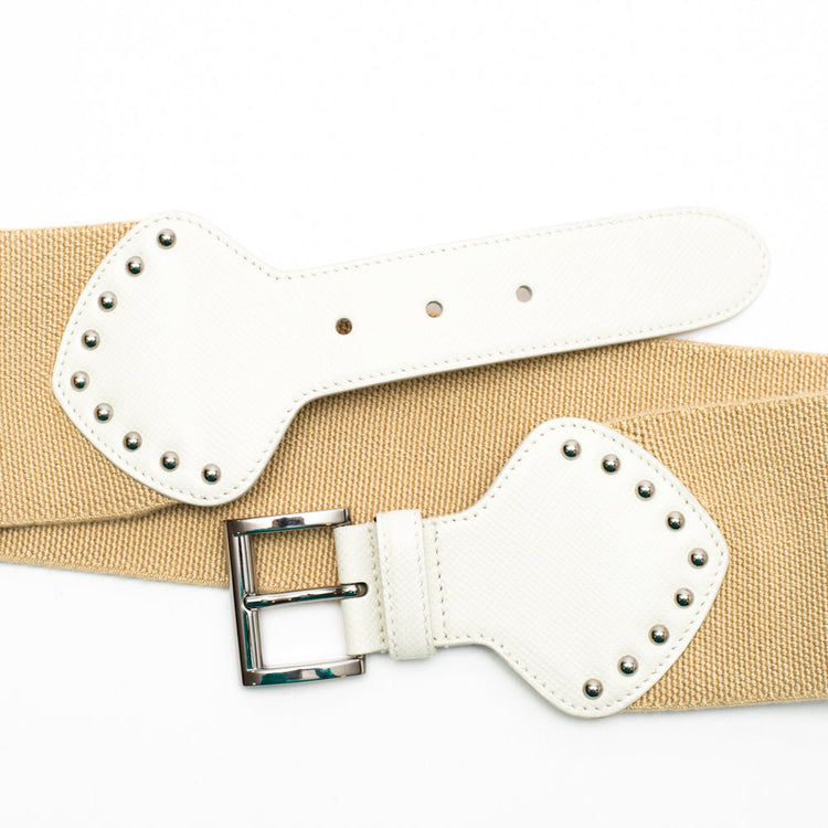 PRADA saffiano leather belt beige blue