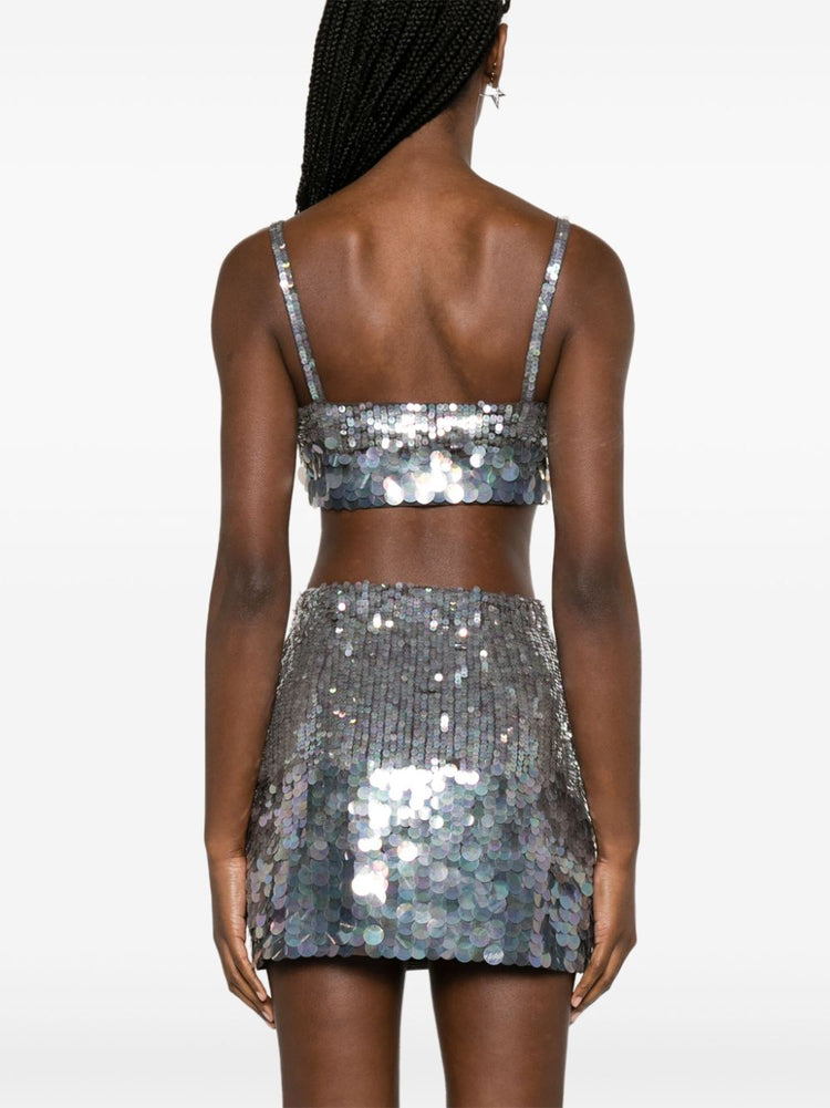 iridescent sequin cropped top