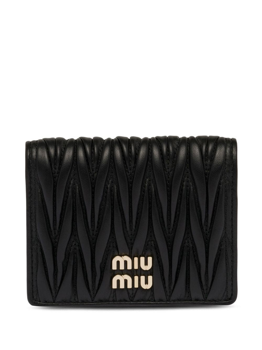 logo-lettering matelassé-effect wallet