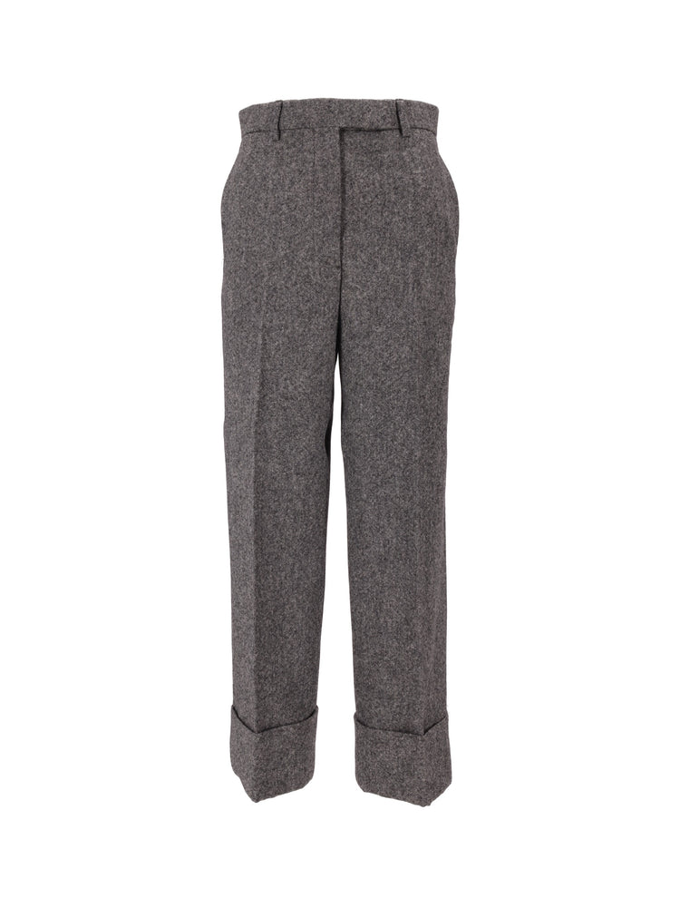 HIGH WAISTED WIDE LEG TROUSER IN SOLID DONEGAL TWEED