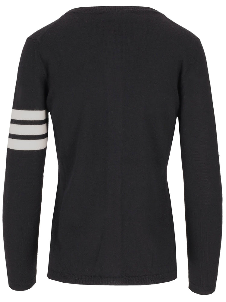 LA ROSE black cardigan white stripes