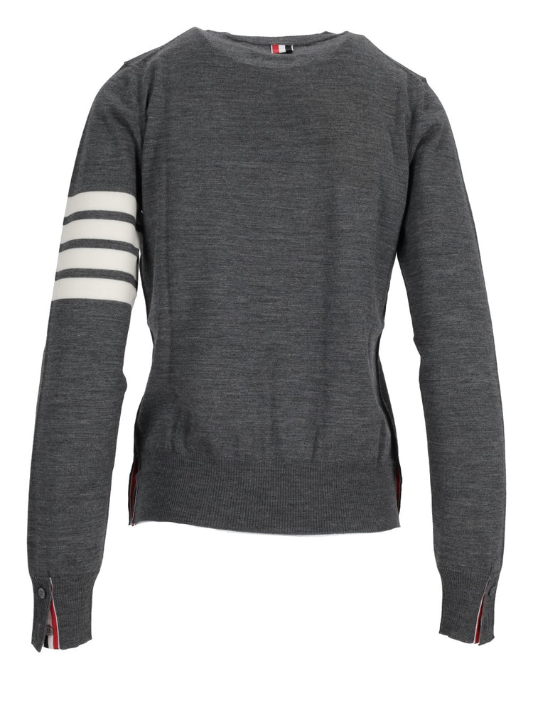 RELAXED FIT PULLOVER W/ 4 BAR IN FINE MERINO WOOL