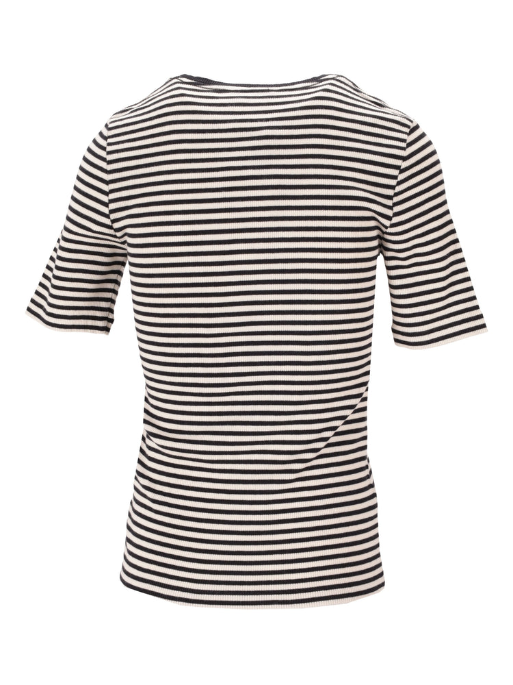 ALESSIA TEE - CREAM AND BLACK STRIPE