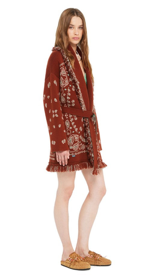 BANDANA JACQUARD CARDIGAN BRICK RED MULT