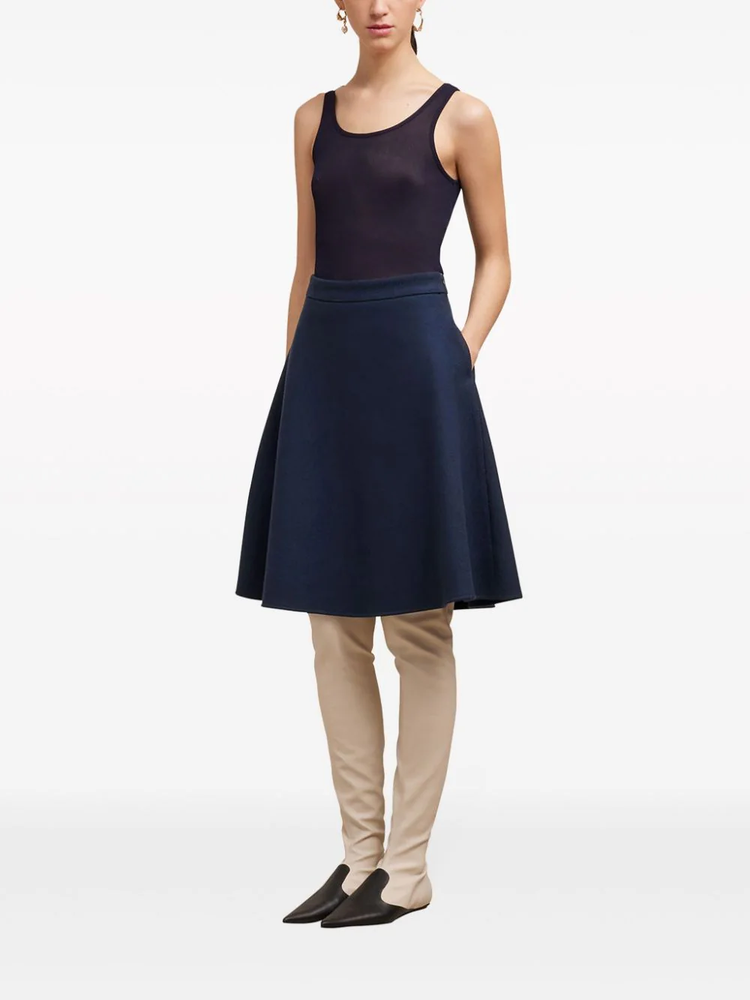 viring-wool blend A-line skirt