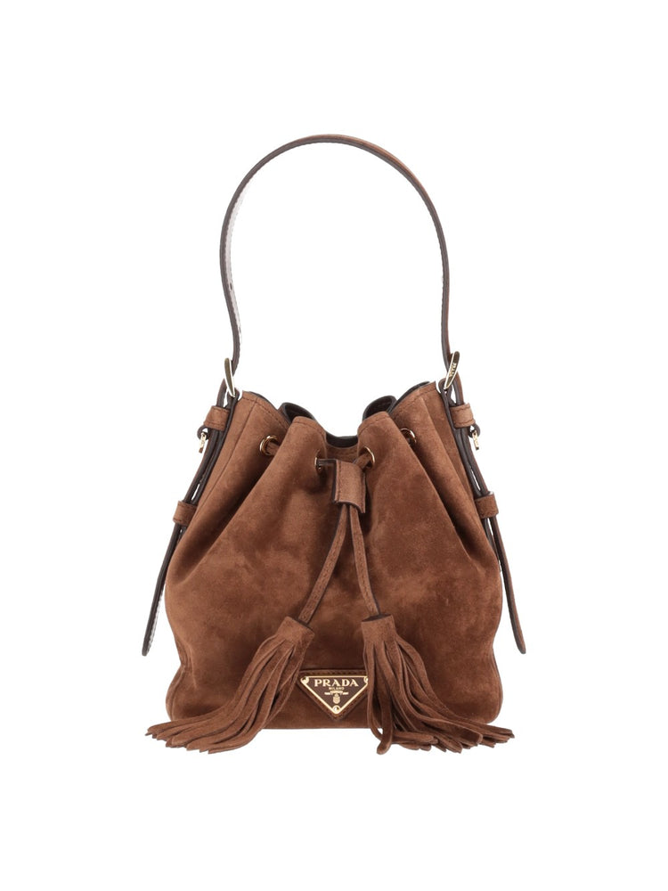 enamel-triangle logo bucket bag