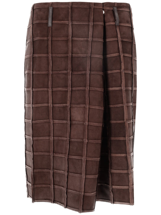 PIEGA SKIRT - Square Suede Patchwork