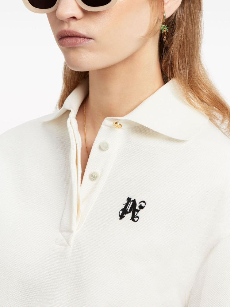 PA monogram cropped polo top