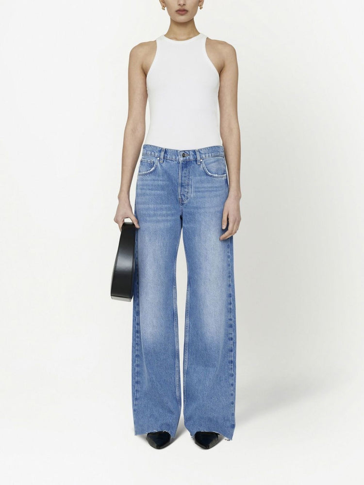 Hugh logo-patch wide-leg jeans