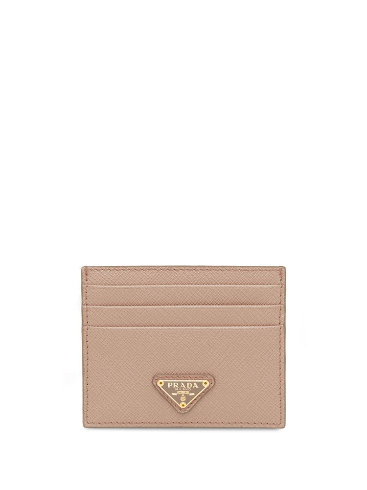 logo-plaque Saffiano leather cardholder