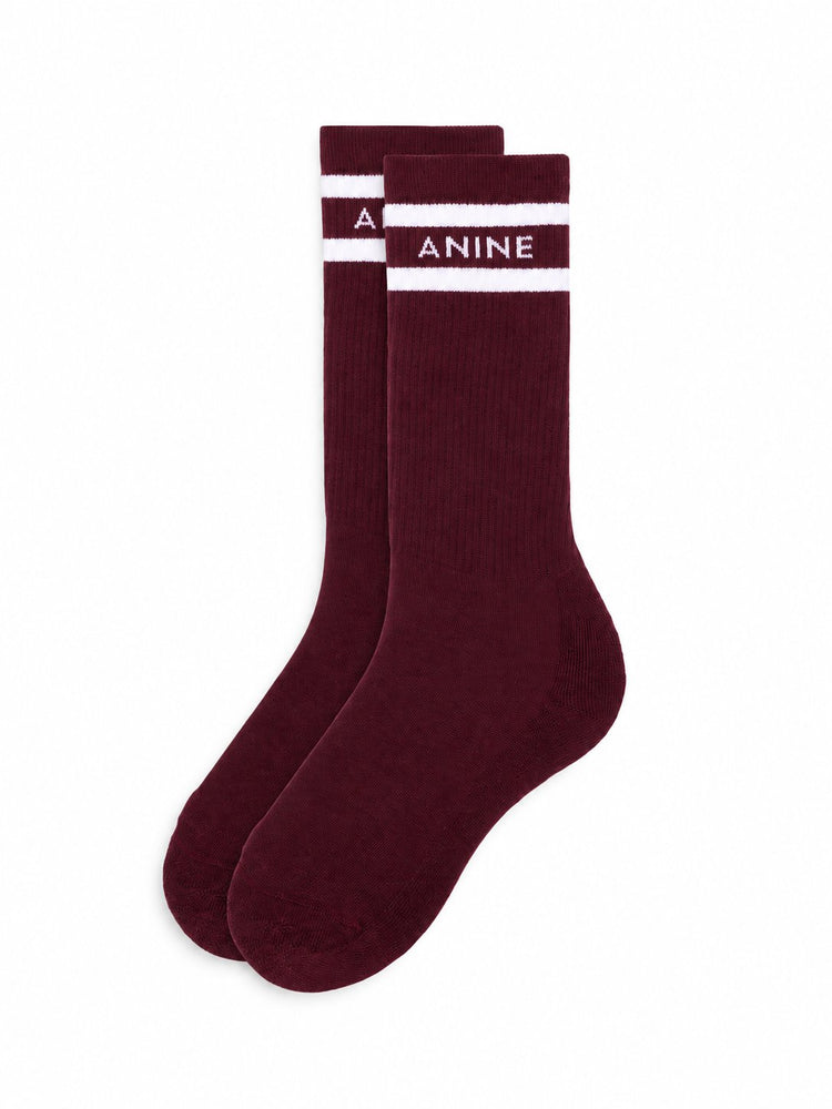 SULLY SPORTY SOCKS - BURGUNDY AND WHITE STRIPE