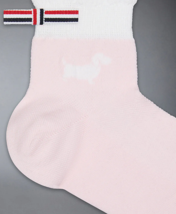 HECTOR INTARSIA POINTELLE STITCH CREW LENGTH SOCKS IN COTTON W/ SCALLOP EDGE