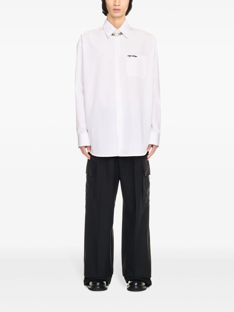 College cotton-poplin oversize shirt