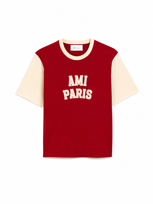 TSHIRT WITH AMI PARIS FELT EMBROIDERY