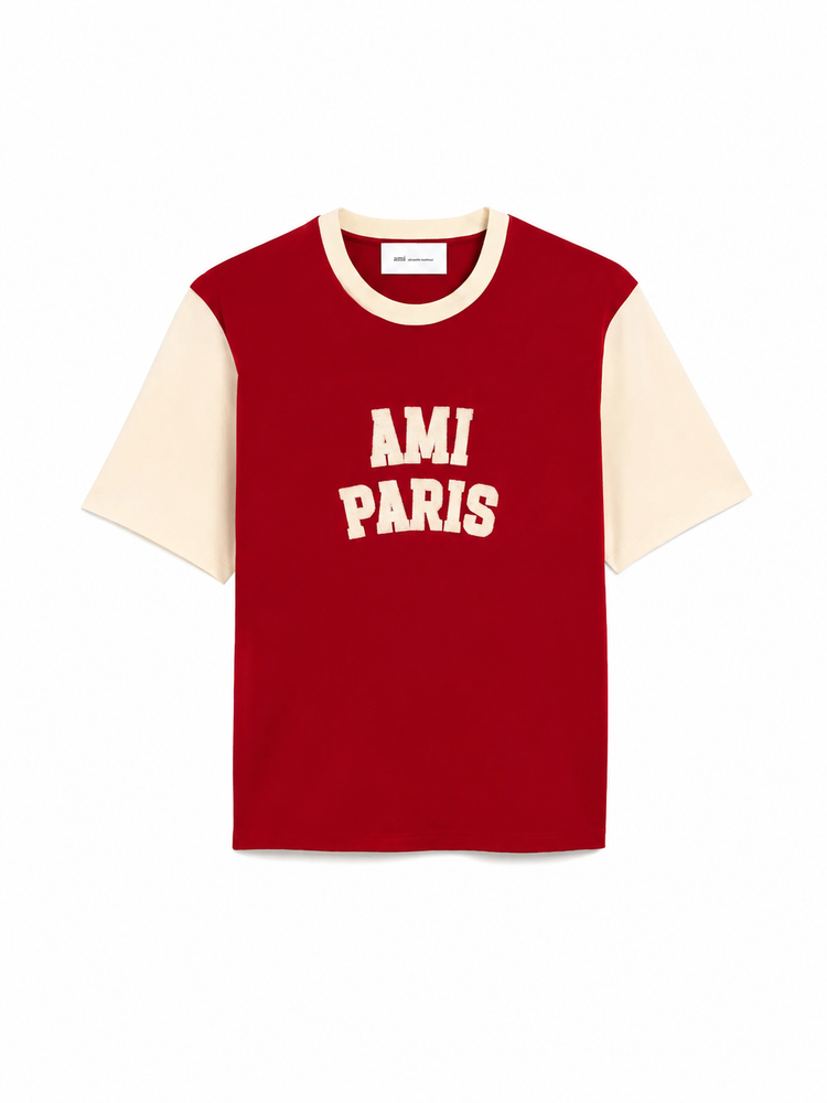 TSHIRT WITH AMI PARIS FELT EMBROIDERY